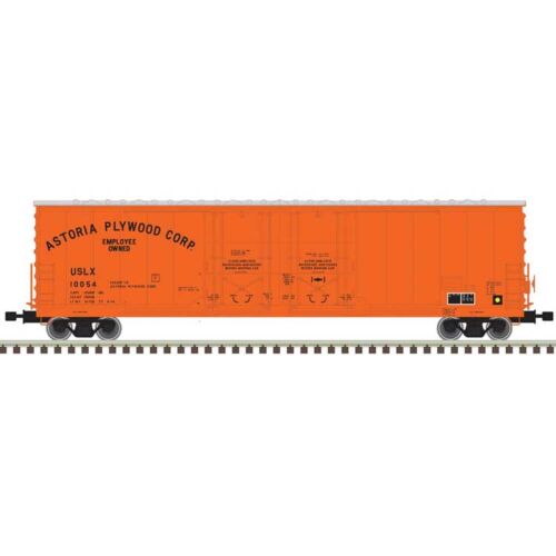 Atlas Model Railroad 50005209 N Scale Evans 53' Double Plug-Door Boxcar - Ready to Run - Master(R) -- Astoria Plywood 10054 (orange, black)