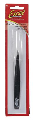 Excel Hobby 30422 All Scale Hollow Handle Fine Point Tweezers -- Black