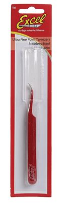 Excel Hobby 30426 All Scale Slanted Fine Point Tweezers -- Red