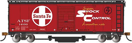 Bachmann 16324 HO Scale Track Cleaning 40' Boxcar, Removable Dry Pad - Ready to Run - Silver Series -- Santa Fe #14112 (red, black, white, Large Logo, Shock Control Markings)