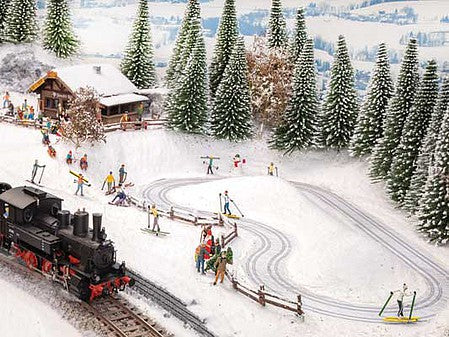 Noch 66832 HO Scale Motorized Micro-Motion Cross-Country Ski Course -- Kit with Cabin, Motor, Speed Control, Snow, Trees and More