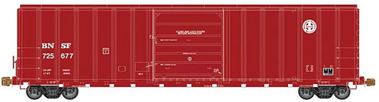 Atlas Model Railroad 50005578 N Scale FMC 5077 Single-Door Boxcar - Ready to Run -- Burlington Northern Santa Fe 725684 (Boxcar Red, white)
