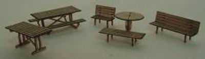 GCLaser 1103 N Scale Tables & Chairs - Kit (Laser-Cut Wood) -- Builds 19 Items