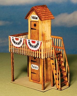 GCLaser 1282 HO Scale 2-Story PC Outhouse - Kit (Laser-Cut Wood) -- Includes Signage 1-5/8 x 15/16 x 2-1/4"