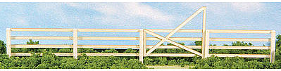 GCLaser 19087 HO Scale 4-Slat Fence w/3 Gates -- Kit - 40" 1m