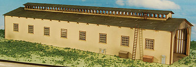 GCLaser 19095 HO Scale 2-Stall Enginehouse -- Laser-Cut Matboard Kit - 5-3/8 x 19-3/8 x 4" 13.7 x 49.2 x 10.2cm