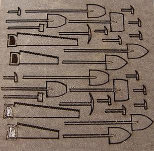 GCLaser 3154 O Scale Tools -- 10 Shovels, 4 Saws, 2 Picks, 14 Hammers