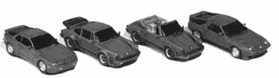 GHQ 51015 N Scale Sports Car Variety Pack -- Unpainted Metal Kit pkg(4)