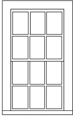 Grandt Line 5282 HO Scale Double-Hung Windows -- 6-Over-6, Scale 30 x 56" 76.2 x 142cm pkg(9)