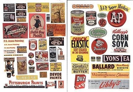 JL Innovative Design 178 HO Scale Signs pkg(54) -- Paint & Consumer Signs 1940's-1950's