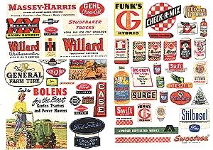 JL Innovative Design 183 HO Scale Feed & Seed Posters -- 1940s-1950s Farm Implement