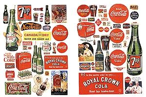JL Innovative Design 197 HO Scale Vintage Soft Drink Posters/Signs -- 1930s-1960s