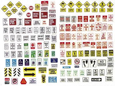 JL Innovative Design 202 HO Scale Road Signs -- Uncommon Street & Parking