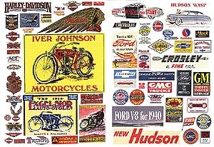 JL Innovative Design 204 HO Scale Vintage Motorcycle & Auto Posters & Signs -- 1900-1960s