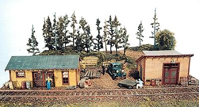 JL Innovative Design 231 HO Scale Trackside Jamboree - 2 Buildings -- Large: 3-3/4 x 1-1/2"  9.5 x 3.7cm; Small: 2-5/8 x 1-3/4"  6.4 x 3.2cm