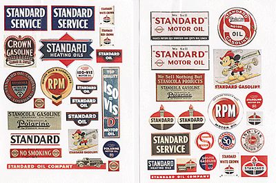 JL Innovative Design 235 HO Scale Vintage Gas Station Signs -- Standard Oil 1930s-50s pkg(42)