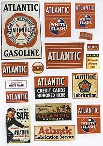 JL Innovative Design 236 HO Scale Vintage Gas Station Signs -- Atlantic 1930s-50s pkg(38)