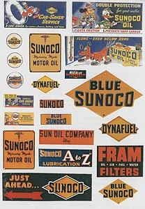 JL Innovative Design 237 HO Scale Vintage Gas Station Signs -- Sunoco 1940-50s pkg(42)