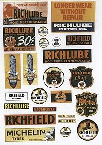 JL Innovative Design 238 HO Scale Vintage Gas Station Signs -- Richfield 1930-50s pkg(44)