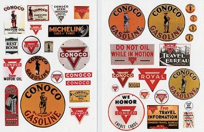JL Innovative Design 239 HO Scale Vintage Gas Station Signs -- Conoco 1930-50s pkg(38)