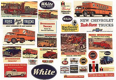 JL Innovative Design 243 HO Scale Billboard Signs/Posters (Printed Color Graphics) -- 1940-1950s Truck Signs pkg(33)