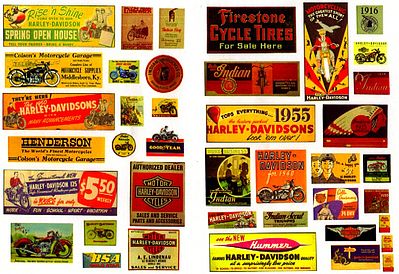 JL Innovative Design 245 HO Scale Vintage Motorcycle Signs II -- 1920s-1950s pkg(40)