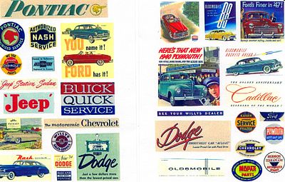 JL Innovative Design 247 HO Scale 1940s-1950s Vintage Auto Posters/Signs