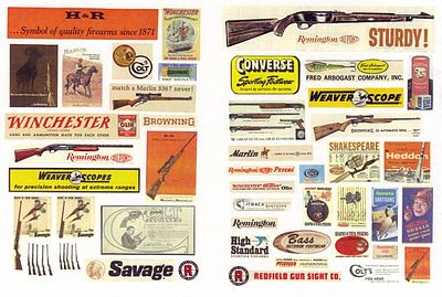 JL Innovative Design 262 HO Scale 1940s-1960s Firearms & Sporting Signs -- pkg(46)