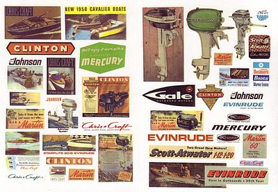 JL Innovative Design 264 HO Scale 1940s-1960s Boat & Motor Signs -- pkg(46)