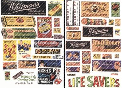 JL Innovative Design 266 HO Scale Vintage Candy Poster/Signs 1930s-1950s -- 45 Signs