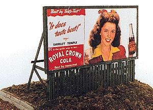 JL Innovative Design 276 HO Scale Fence Base Billboard -- Kit - 1940s-50s Movie Stars for RC Cola pkg(2)
