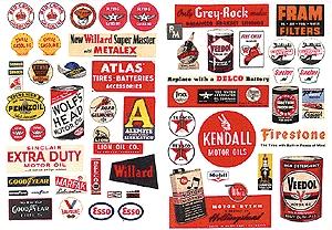 JL Innovative Design 284 HO Scale Gas Station Posters & Signs -- 1940s-1960s Series II