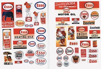 JL Innovative Design 293 HO Scale Vintage Gas Station Signs -- Esso 1940-50s pkg(52)