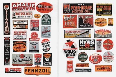 JL Innovative Design 294 HO Scale Vintage Motor Oil Signs -- 1930-50s pkg(38)