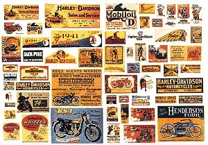 JL Innovative Design 304 HO Scale Vintage Signs/Posters -- Motorcycles 1920s+ pkg(59)