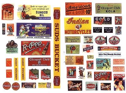 JL Innovative Design 362 HO Scale Signs -- "Roadhouse" Tavern Signs 1940s-50s pkg(49)