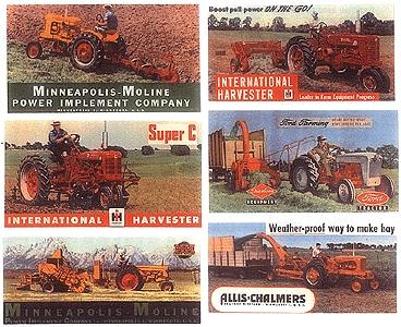 JL Innovative Design 376 HO Scale Billboard Signs -- Vintage Tractors 1940s-50s pkg(6)