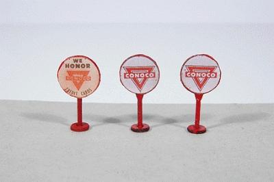 JL Innovative Design 469 HO Scale Vintage Gas Station Curb Signs -- Conoco pkg(3)
