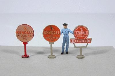 JL Innovative Design 474 HO Scale Vintage Gas Station Curb Signs -- Kendall pkg(3)
