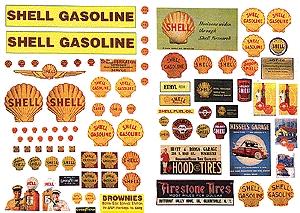 JL Innovative Design 488 HO Scale Posters/Signs Kits -- Vintage Gas Station Signs Shell 1940s-1950s