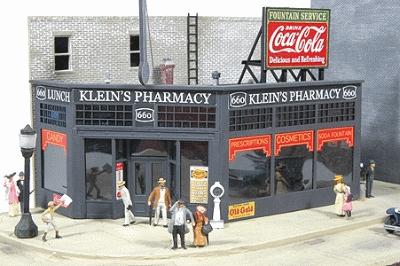 JL Innovative Design 531 HO Scale Klein's Pharmacy -- Laser-Cut Wood Kit - 5-3/4 x 3-3/8"  14.1 x 8.6cm