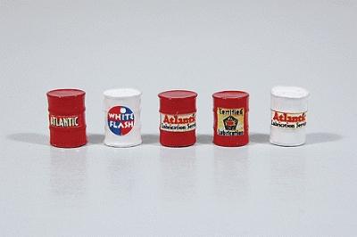 JL Innovative Design 556 HO Scale Custom Oil Barrels, pkg(5) -- Atlantic (red, white)