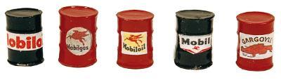 JL Innovative Design 563 HO Scale Custom Oil Barrel pkg(5) -- Mobil Oil (red, black)
