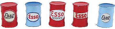 JL Innovative Design 574 HO Scale Custom Oil Barrels -- Esso (red, light blue) pkg(5)