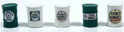 JL Innovative Design 577 HO Scale Custom Oil Barrels -- Cities Service (ivory, green) pkg(5)