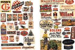 JL Innovative Design 683 N Scale Signs/Posters -- Farm Implement Feed & Seed 1940s-1950s (54 Signs)