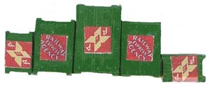 JL Innovative Design 723 HO Scale Custom Deluxe Crates pkg(5) -- Green w/Railway Express Agency Labels