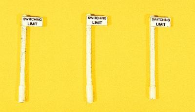 JL Innovative Design 834 HO Scale Custom Railroad Right-of-Way Signs -- Switching Limit Signs pkg(3)