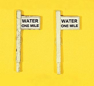 JL Innovative Design 836 HO Scale Custom Railroad Right-of-Way Signs -- Water One Mile pkg(2)