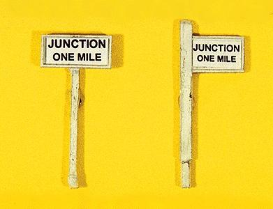 JL Innovative Design 837 HO Scale Custom Railroad Right-of-Way Signs -- Junction One Mile pkg(2)